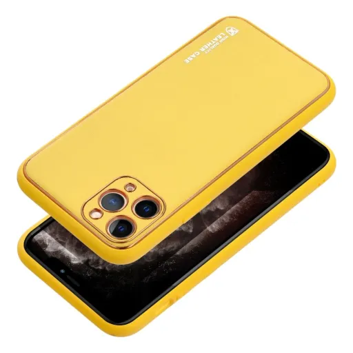LEATHER tok IPHONE 15 Pro Max sárga LEATHER tok IPHONE 15 Pro Max sárga