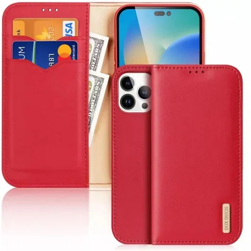 DUX DUCIS pénztárca tok HIVO IPHONE 15 Pro Max piros tok DUX DUCIS pénztárca tok HIVO IPHONE 15 Pro Max piros tok