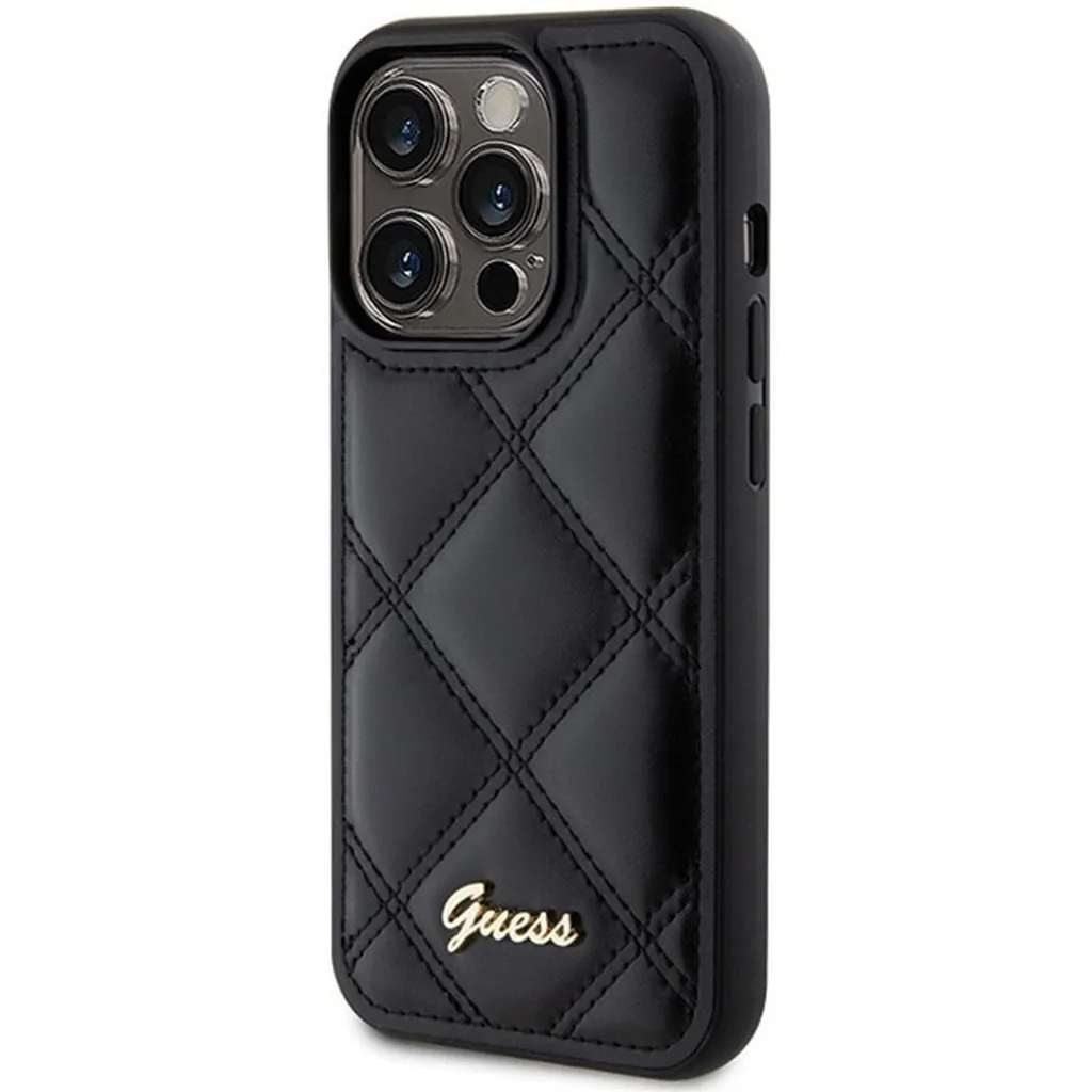 GUESS tok iPhone 15 Pro GUHCP15LPSQSQSK (Quilted Metal Logo) fekete - 7
