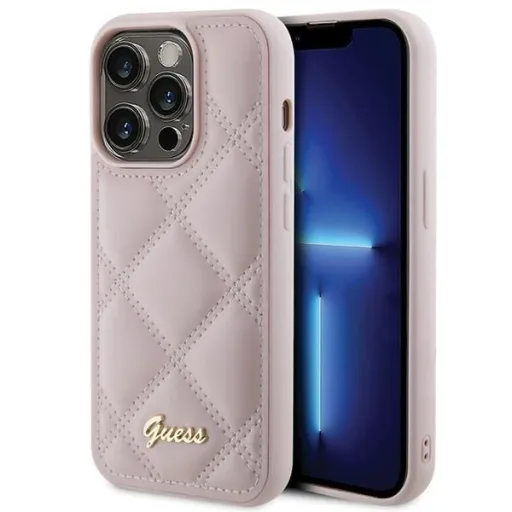 GUESS tok iPhone 15 Pro GUHCP15LPSQSQSP (Quilted Metal Logo) rózsaszín