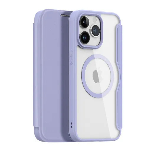 iPhone 15 Pro Dux Ducis Skin X Pro Magnetic MagSafe fliptok - Lila iPhone 15 Pro Dux Ducis Skin X Pro Magnetic MagSafe fliptok - Lila