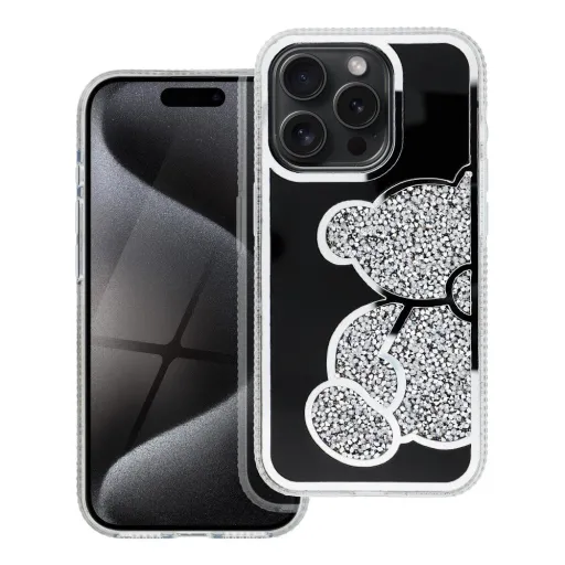 TEDDY BEAR ezüst tok iPhone 15 Pro készülékhez TEDDY BEAR ezüst tok iPhone 15 Pro készülékhez