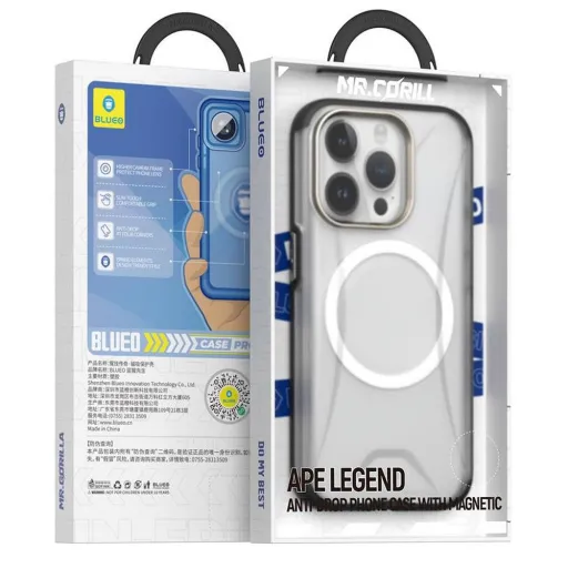 BLUEO APE Legend Ütésálló tok - Apple iPhone 15 Pro szürke BLUEO APE Legend Ütésálló tok - Apple iPhone 15 Pro szürke