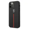 Ferrari FEOMSHCP12LBK iPhone 12 Pro Max fekete/fekete kemény tok Off Track Bőr Nylon Csíkos tok - 0. kép