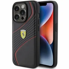 Ferrari Twist Metal Logo tok iPhone 15 Pro - fekete