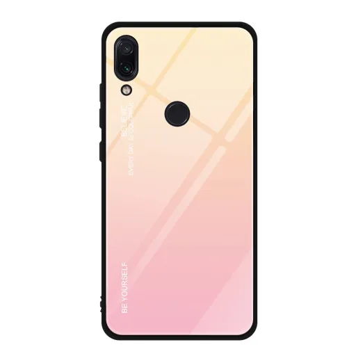 Gradient 9H üveghátlapú tok szilikon kerettel Xiaomi Redmi Note 7 pink