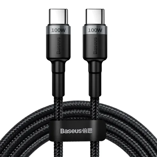 Baseus Cafule Nylon harisnyázott USB-Type C/USB-Type C kábel PD2.0 100W 20V 5A 2 m fekete