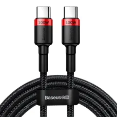 Baseus Cafule Nylon harisnyázott USB-Type C/USB-Type C kábel PD2.0 100W 20V 5A 2 m fekete/piros