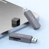 HOCO kártyaolvasó 2 az 1-ben USB A 2.0 HB45 fém szürke - 4. kép