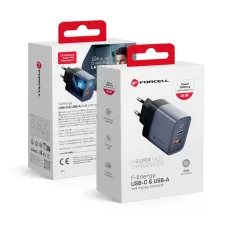 FORCELL F-ENERGY GaN VT-39 utazó töltő Type C + USB A PD QC4.0 4A 45W szürke