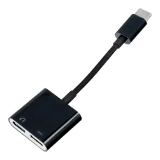 AUX 2 az 1-ben Type C (apa) to Type C (anya) / Type C (anya) Adapter BULK fekete [DAC]