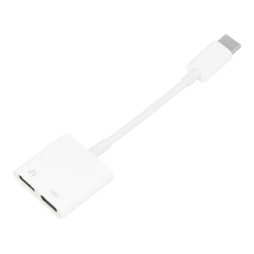 AUX 2 az 1-ben adapter Type C (apa) - Type C (anya) / Type C (anya) BOX fehér [DAC]