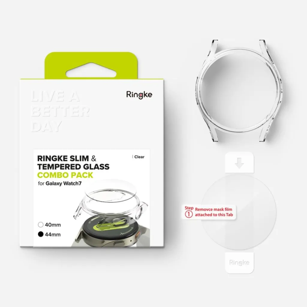 RINGKE SLIM & TEMPERED GLASS GALAXY WATCH 7 (44 MM) CLEAR üvegfólia - 10