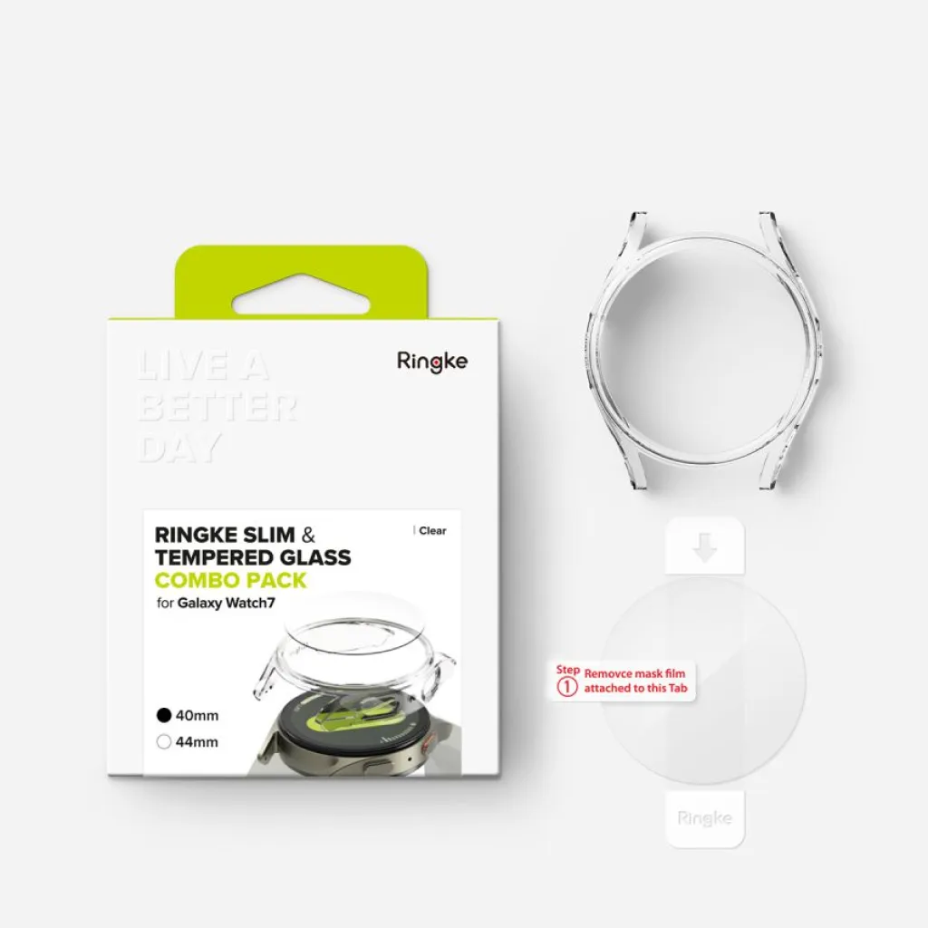 RINGKE SLIM & TEMPERED GLASS GALAXY WATCH 7 (40 MM) CLEAR tok és üvegfólia - 10