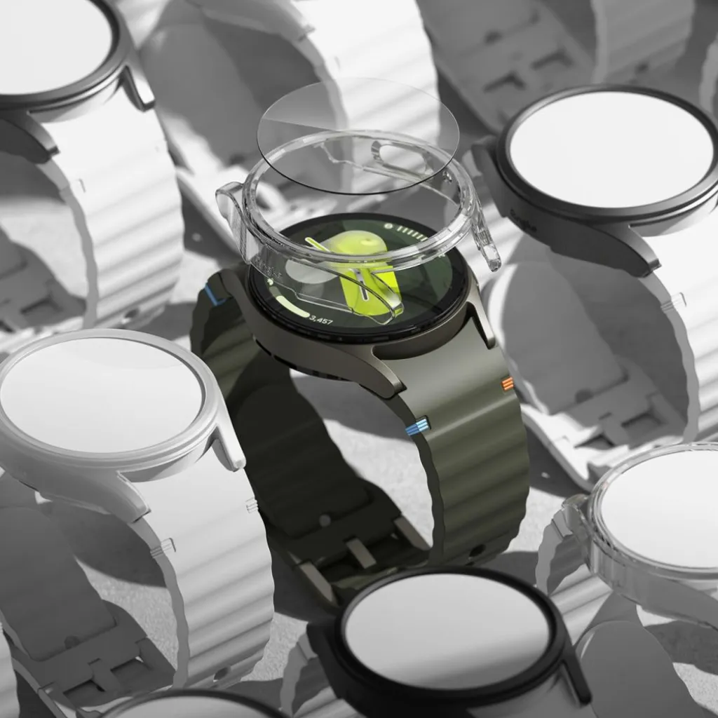 RINGKE SLIM & EDZETT ÜVEG GALAXY WATCH 7 (44 MM) TITANIUM FEKETE üvegfólia - 7