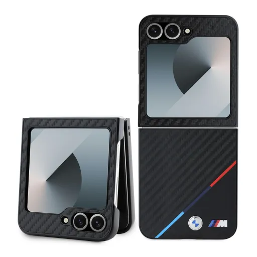 BMW M PU Carbon Tricolor Stripe tok Samsung Galaxy Z Flip 6 Black