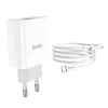 HOCO C80A hálózati töltő PD20W/QC3.0 + Type-C kábel fehér - 0. kép