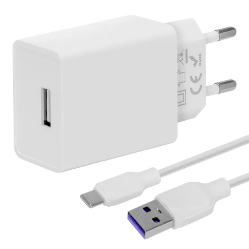 OBAL:ME fali töltő USB-A 10W + USB-A/USB-C kábel 1m fehér