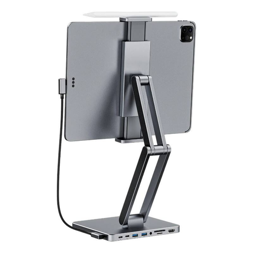 Dokkoló állomás állvánnyal Tablethez/iPadhez, INVZI, MH03, MagHub, 3x USB-C, 2x USB-A