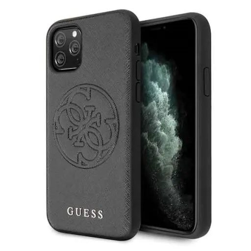 Guess Saffiano 4G Circle Logo iPhone 11 Pro tok fekete (GUHCN58RSSASBK)