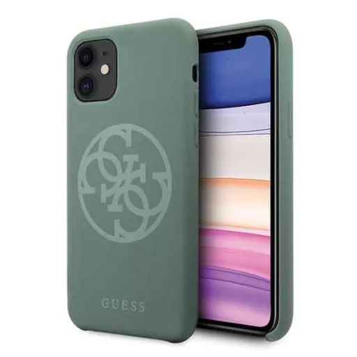 Guess Saffiano szilikon 4G Circle Logo iPhone 11 tok keki (GUHCN61LS4GKA)