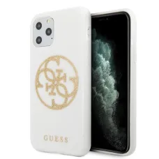 Guess Saffiano 4G Circle Logo iPhone 11 Pro MAX tok fehér/arany (GUHCN65TPUWHGLG)