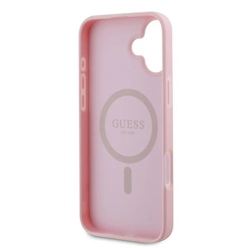  iPhone 16 Plus pink Original Case GUESS hardcase Grained Gold Ring MagSafe GUHMP16MPGHSMMP tok - 7