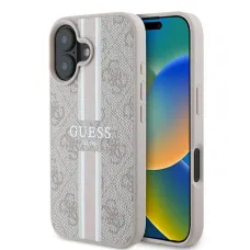 Original Case GUESS keménytok 4G Nyomtatott Csíkos MagSafe GUHMP16SP4RPSP iPhone 16 rózsaszín tok