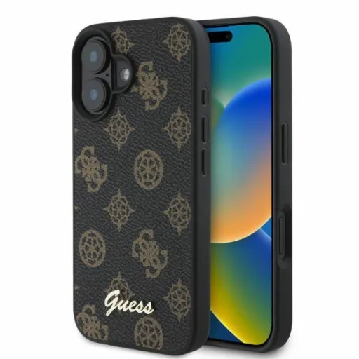 Original Case GUESS keménytok Peony Script MagSafe GUHMP16SPGPYSK iPhone 16 tok fekete