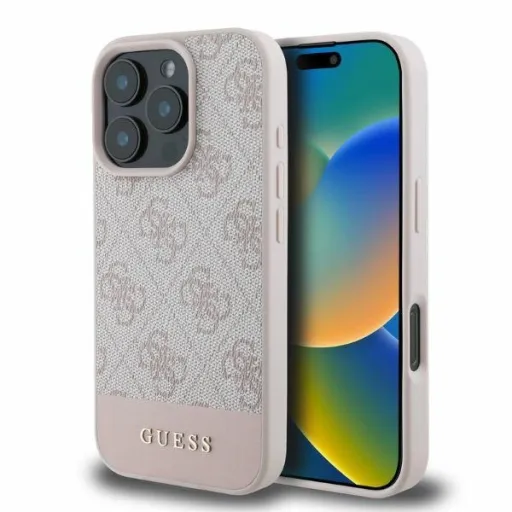 Eredeti Guess kemény tok 4G Alsó Csík GUHCP16LG4GLPI iPhone 16 Pro rózsaszín tok