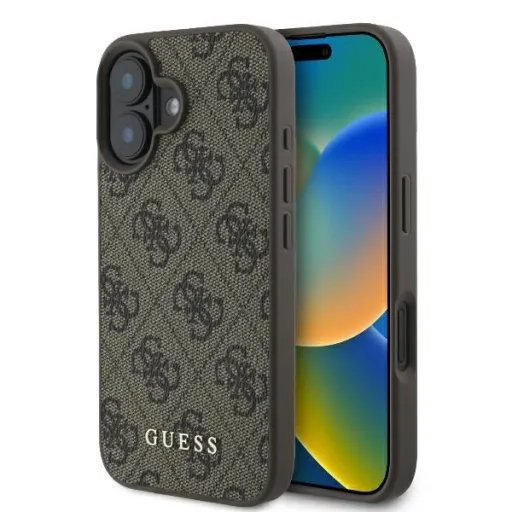 Eredeti Guess keménytok 4G Klasszikus GUHCP16MG4GFBR iPhone 16 Plus barna tok