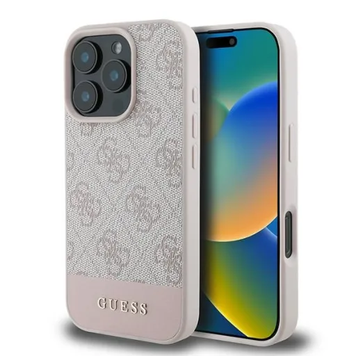 Original Case GUESS keménytok 4G Bottom Stripe GUHCP16XG4GLPI iPhone 16 Pro Max rózsaszín tok