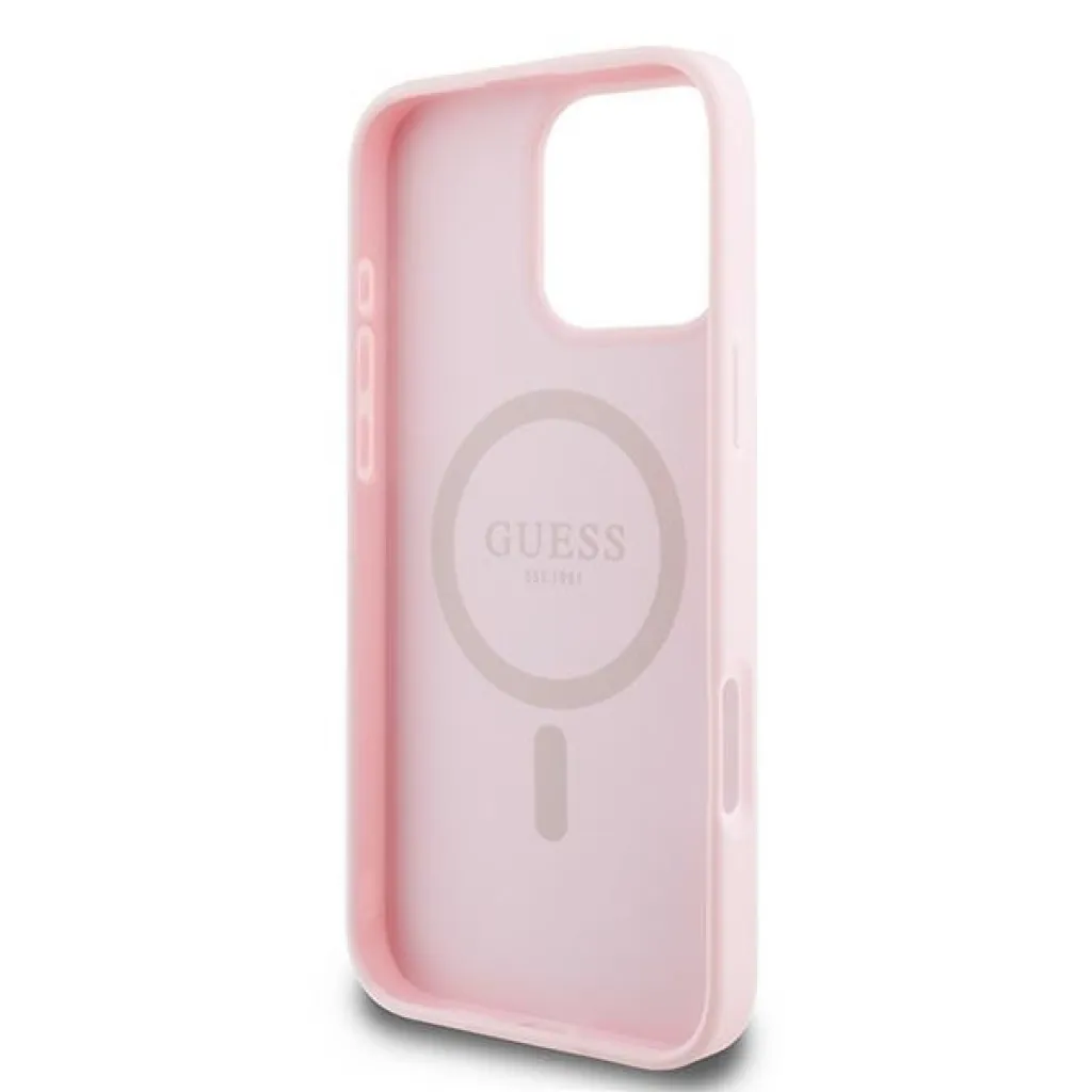 Eredeti GUESS hardcase MagSafe PU Grained Gold Ring GUHMP15XPGHSMMP tok iPhone 15 Pro Max pink - 7