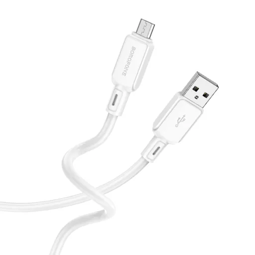 Borofone BX94 Crystal színű kábel - USB-Micro USB - 2,4A 1 méter fehér