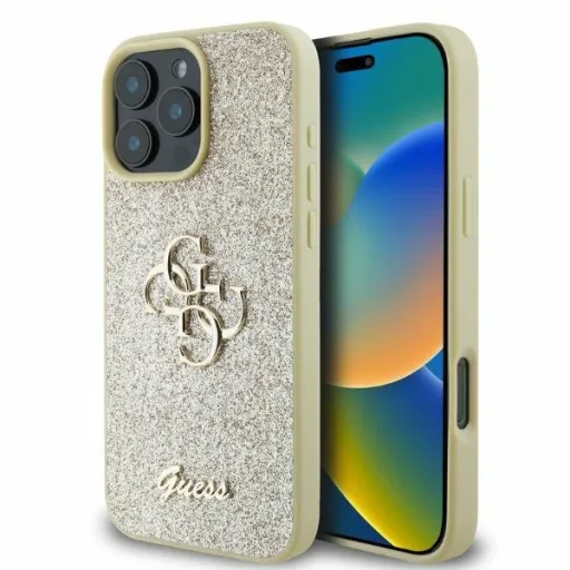 Original Case GUESS hardcase Fixed Glitter Big 4G GUHCP16XHG4SGD iPhone 16 Pro Max tok arany